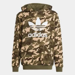 Boys' Adidas Camo Trefoil Hoodie Magic Beige/Multicolor - IC2193 250
