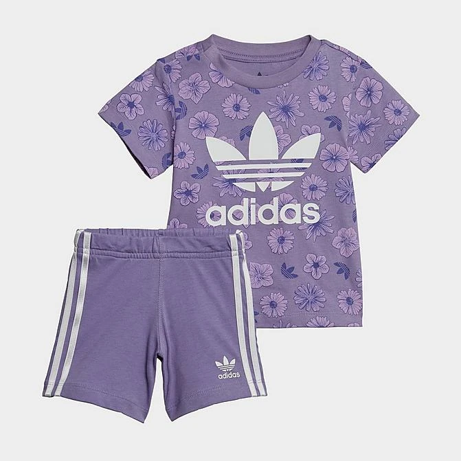 Girls' Infant And Toddler Adidas Originals Floral T-Shirt And Shorts Set Magic Lilac/Multicolor - IC8758 518 3 Girls' Infant And Toddler Adidas Originals Floral T-Shirt And Shorts Set Magic Lilac/Multicolor - IC8758 518