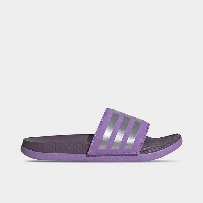 Big Kids' Adidas Adilette Comfort Slide Sandals Magic Lilac/Zero Metallic - IG2574 500 3 Big Kids' Adidas Adilette Comfort Slide Sandals Magic Lilac/Zero Metallic - IG2574 500