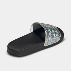 Big Kids' Adidas Originals Adilette Prismatic Slide Sandals Core Black/Core Black/Silver Metallic - IG7475 001 -Default Template 7 IG7475 001 P4
