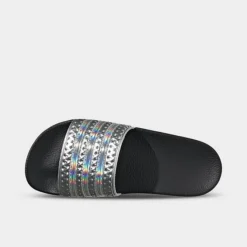 Big Kids' Adidas Originals Adilette Prismatic Slide Sandals Core Black/Core Black/Silver Metallic - IG7475 001 -Default Template 7 IG7475 001 P5
