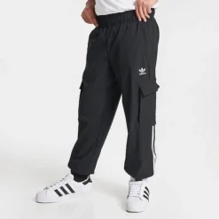 Kids' Adidas Originals Adicolor Woven Cargo Jogger Pants Black/White - IL1846 001