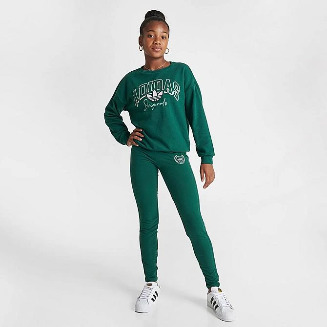 Girls' Adidas Originals Collegiate High-Waisted Leggings Collegiate Green - IL5038 305 4 Girls' Adidas Originals Collegiate High-Waisted Leggings Collegiate Green - IL5038 305 - Image 2