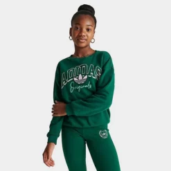 Girls' Adidas Originals Collegiate Graphic Pack Crewneck Sweatshirt Collegiate Green - IL5041 305