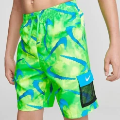 Boys' Nike Tie Dye Swoosh Cargo Swim Shorts Green/Blue - NESSD801 370 -Default Template 7 NESSD801 370 M5