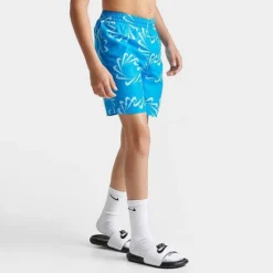 Boys' Nike Swoosh Line Volley 7" Swim Shorts Blue - NESSD804Â 480