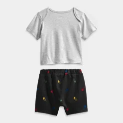 Infant The North Face Summer T-Shirt And Shorts Set TNF Light Grey Heather/TNF Blue Print - NF0A7ZZN 050 -Default Template 7 NF0A7ZZN 050 M3