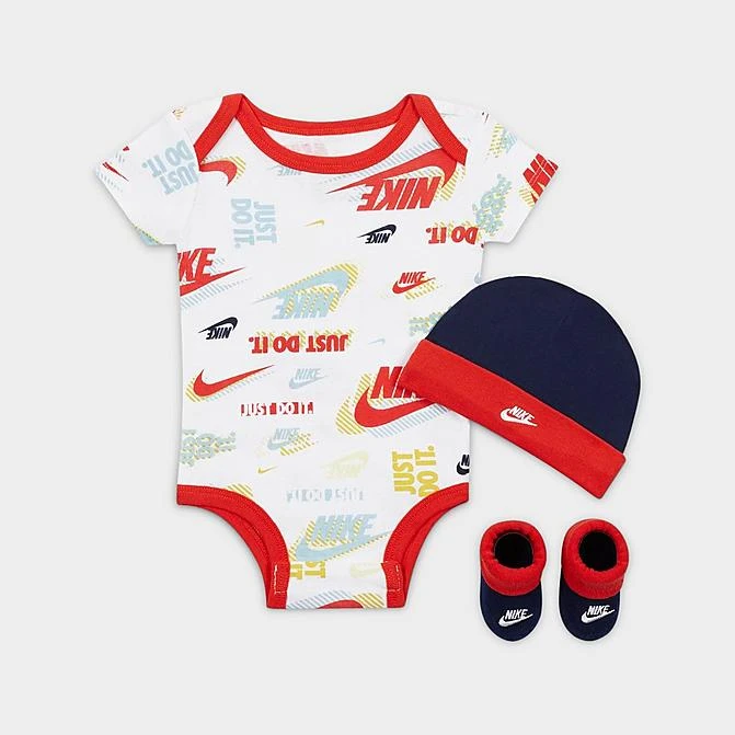 Infant Nike Active Joy 3-Piece Bodysuit Box Set White/Red/Navy - NN0903 001 3 Infant Nike Active Joy 3-Piece Bodysuit Box Set White/Red/Navy - NN0903 001